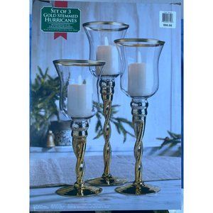 Set of 3 gold stemmed hurricanes